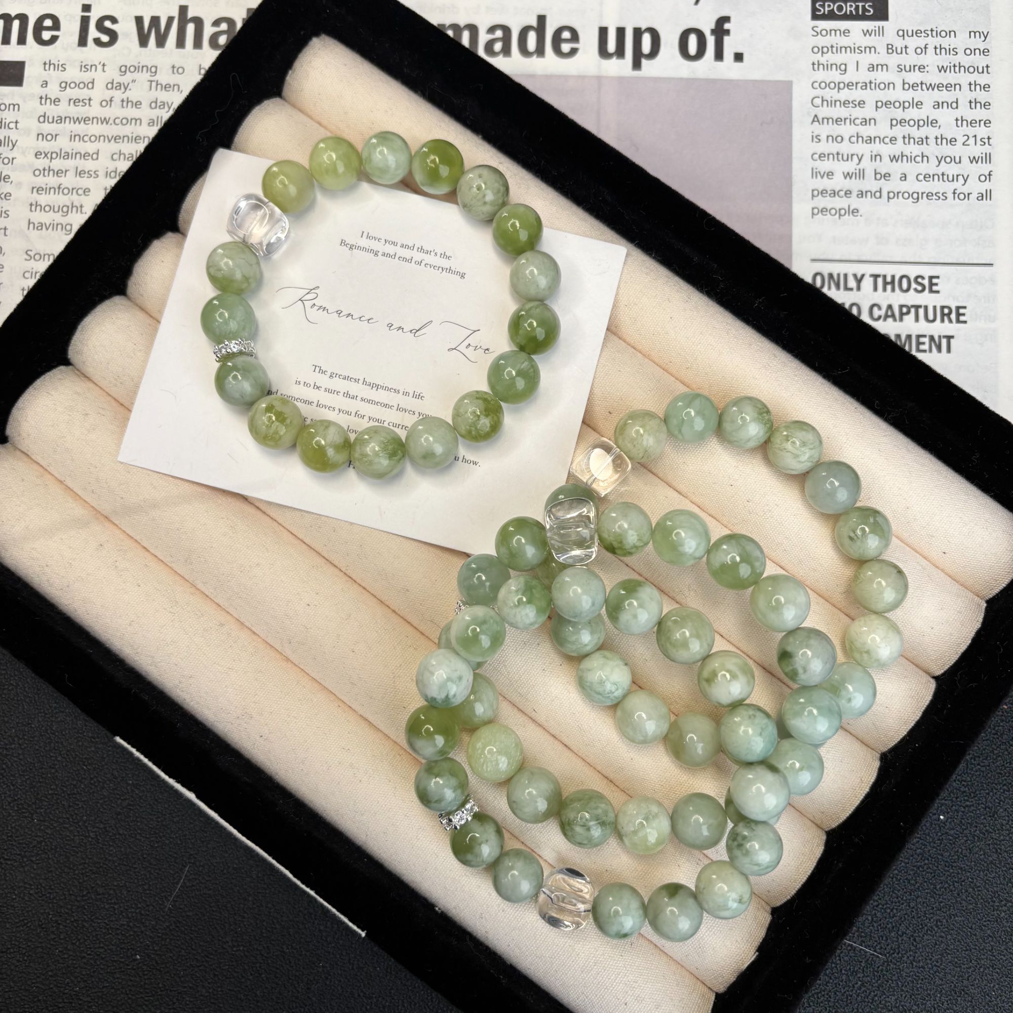 [云雾青山]天然玉石岫玉轻奢手链多样性发一 T1303