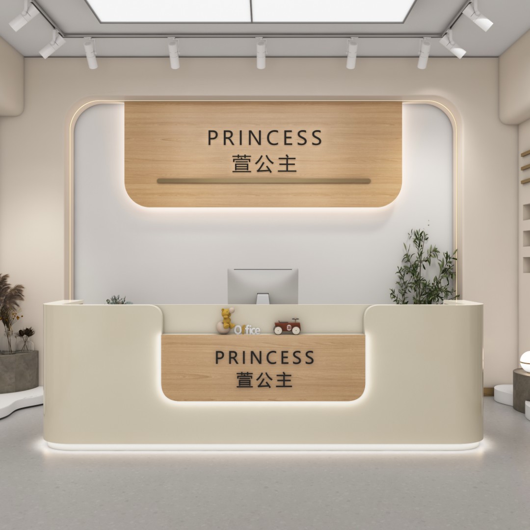 美容院简约奶油风收银台医美牙科诊所吧台桌服装店瑜伽馆公司前台