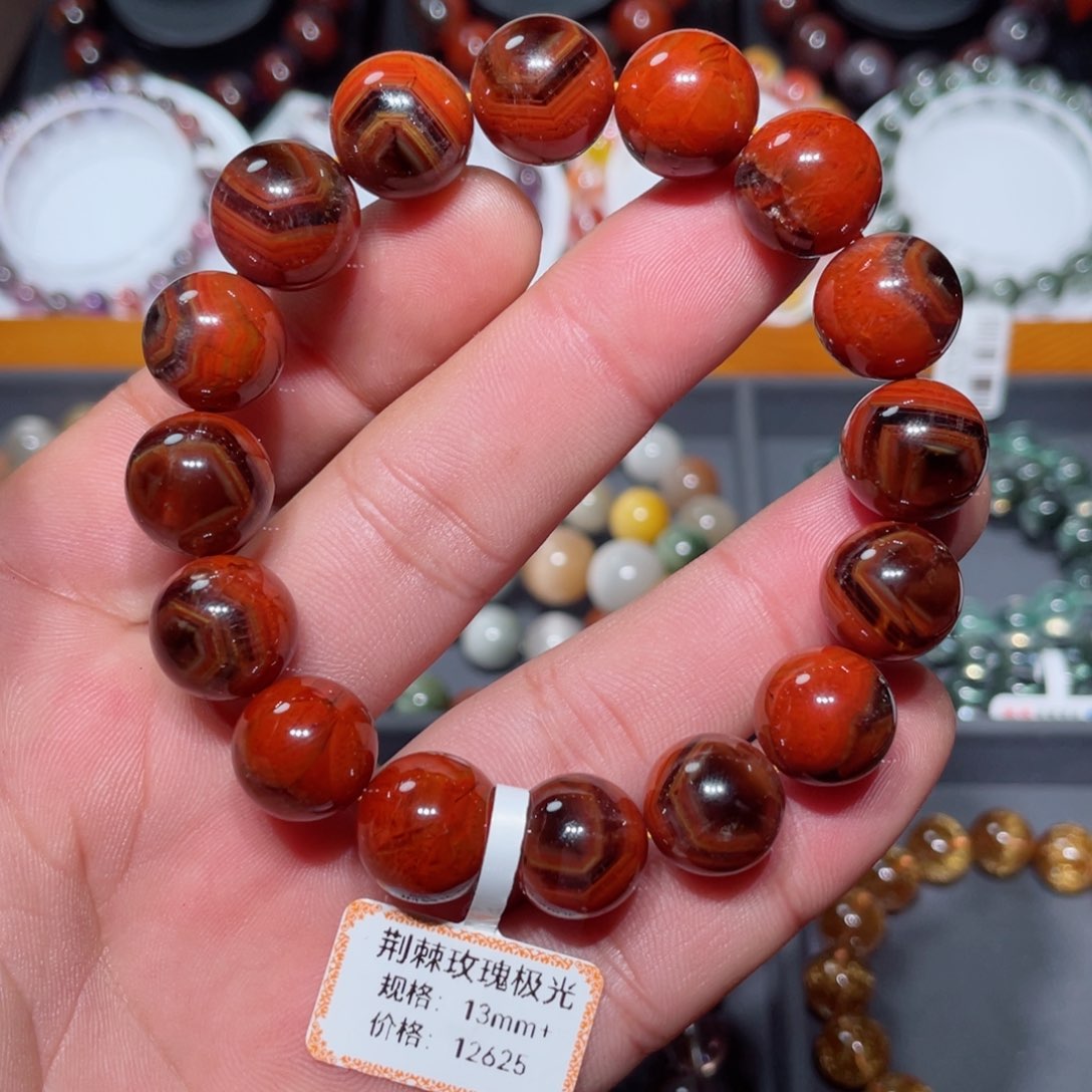 水晶手链未镶嵌极光23荆棘玫瑰13mm+/52.6