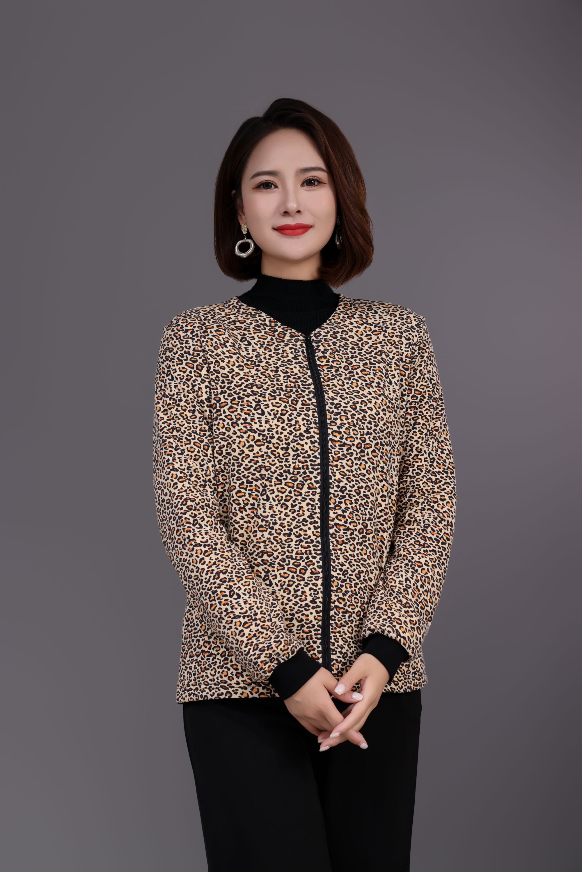 【非遗古法】【100桑蚕丝】国风系列桑蚕丝棉服长袖女装纯手工 豹纹款