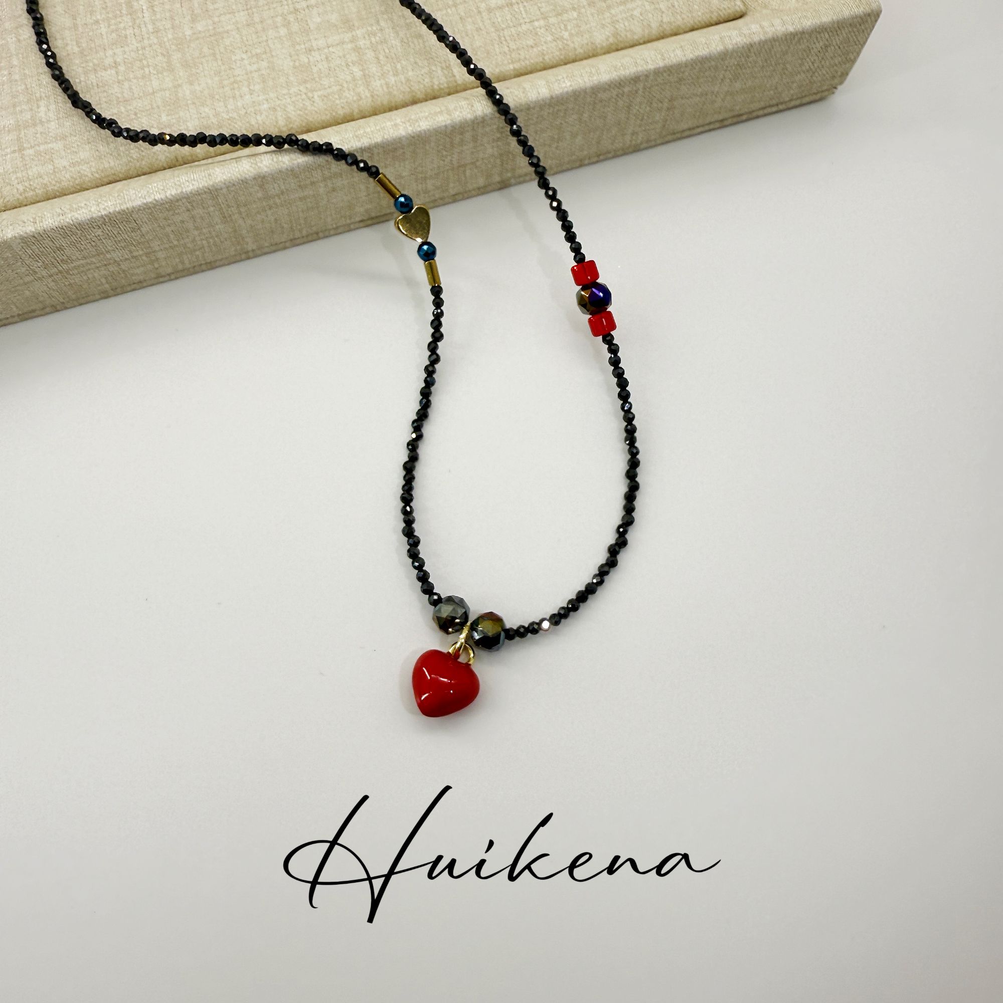 钛钢项链  HUIKENA【小红心】原创车厘子秋冬酒红色百搭款项链NA103