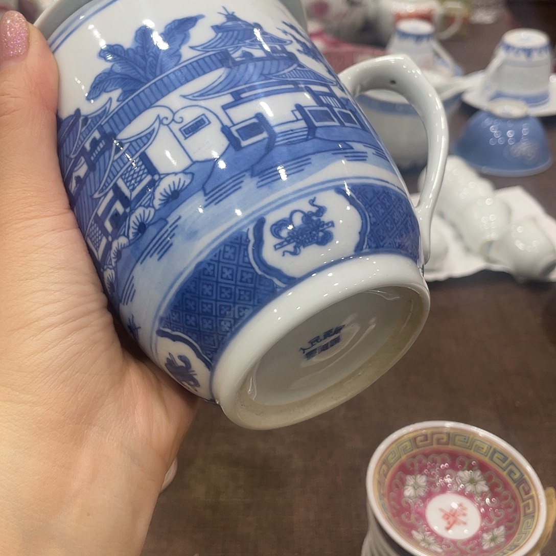 朕***瓷片景德镇青花梧桐办公杯