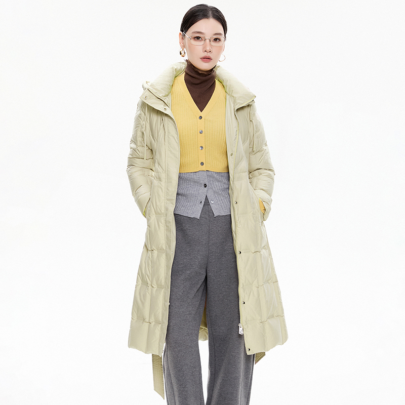 Y152白鸭绒轻柔保暖外套加长款羽绒服女2025冬54YR1B0152