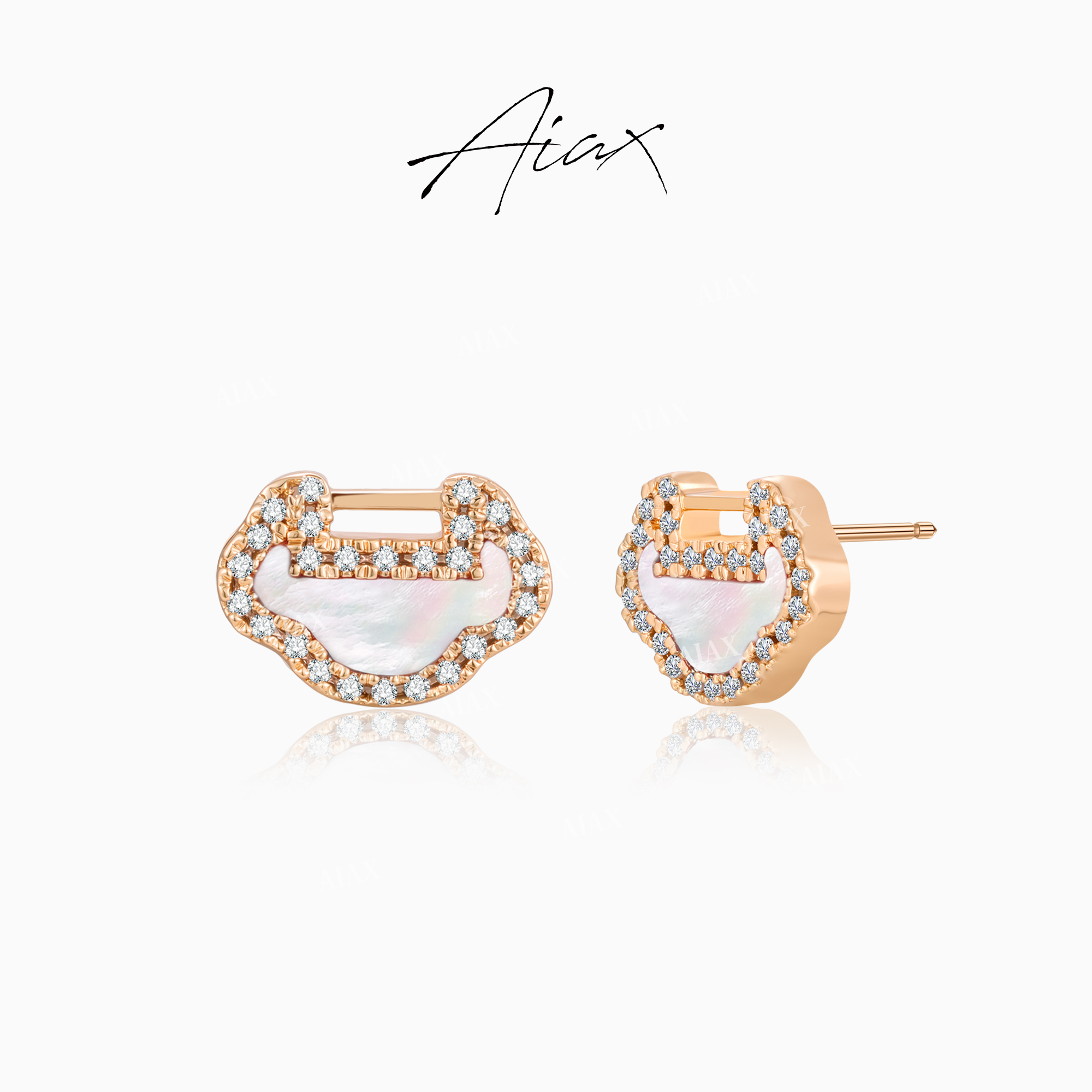 AIAX 流光风 【新年款】 国朝新中式气质镶嵌如意锁耳环TSL1746