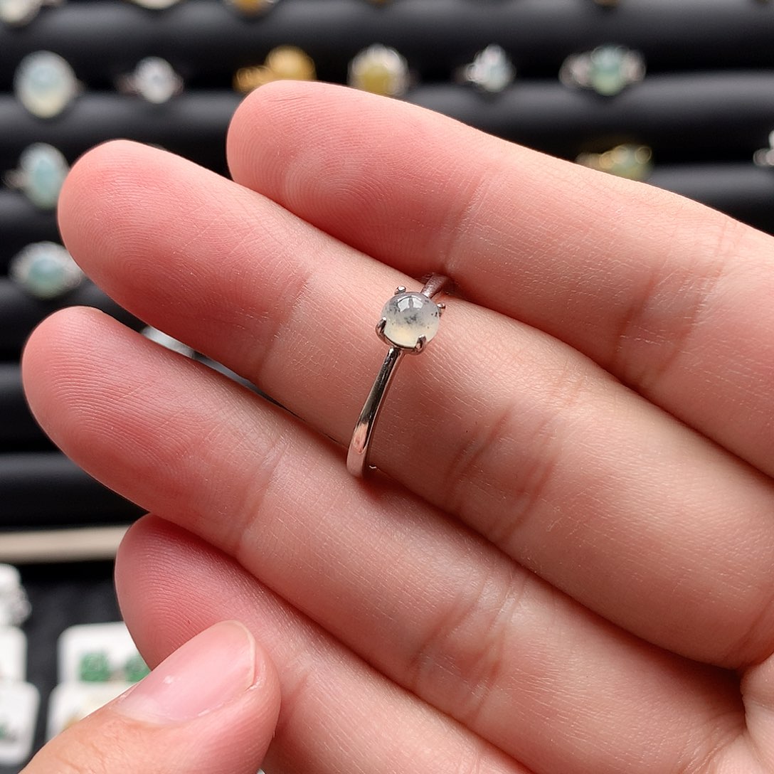 翡翠戒指银S925镶嵌0111