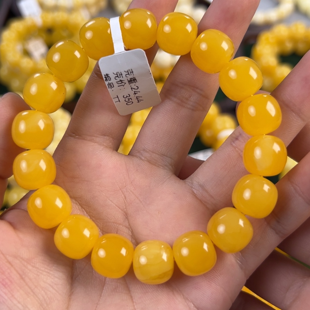 琥珀未镶嵌手链24.44g焦皮同料老型13mm tt