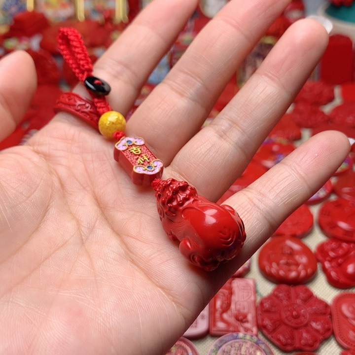 天然辰砂工艺品朱砂钥匙扣