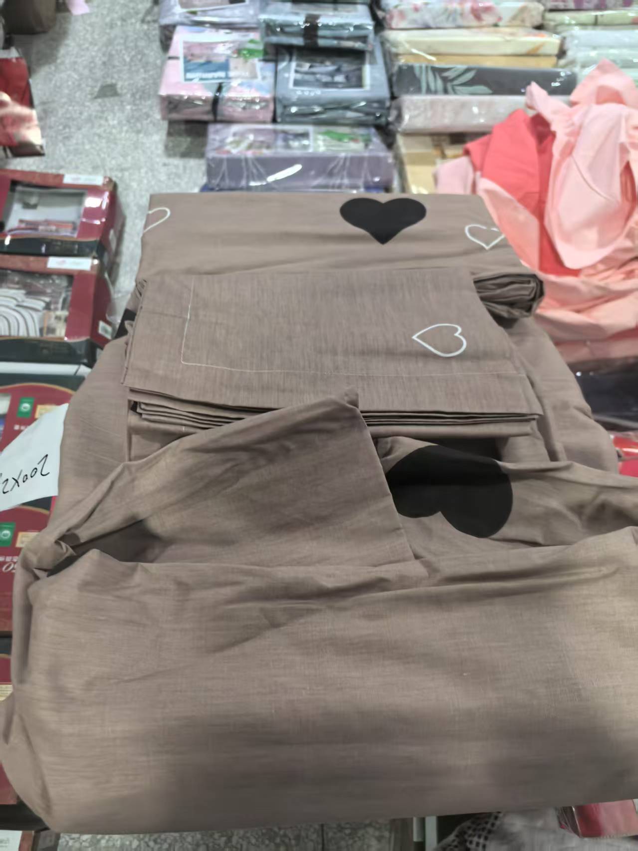《厚广家》3楼200×230棕色爱心全棉四件套 发1套 