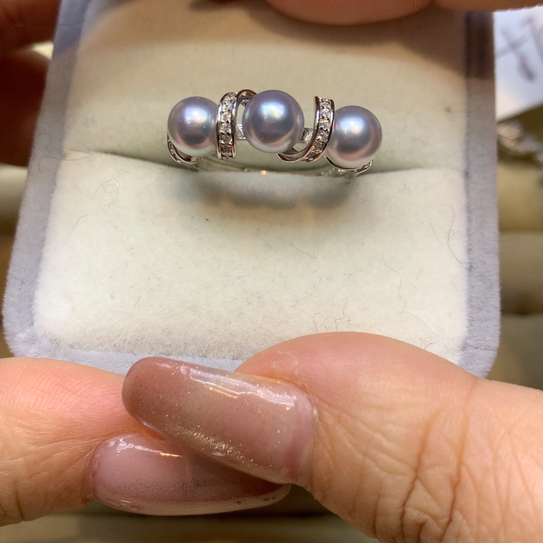 银S925镶嵌戒指海水珍珠