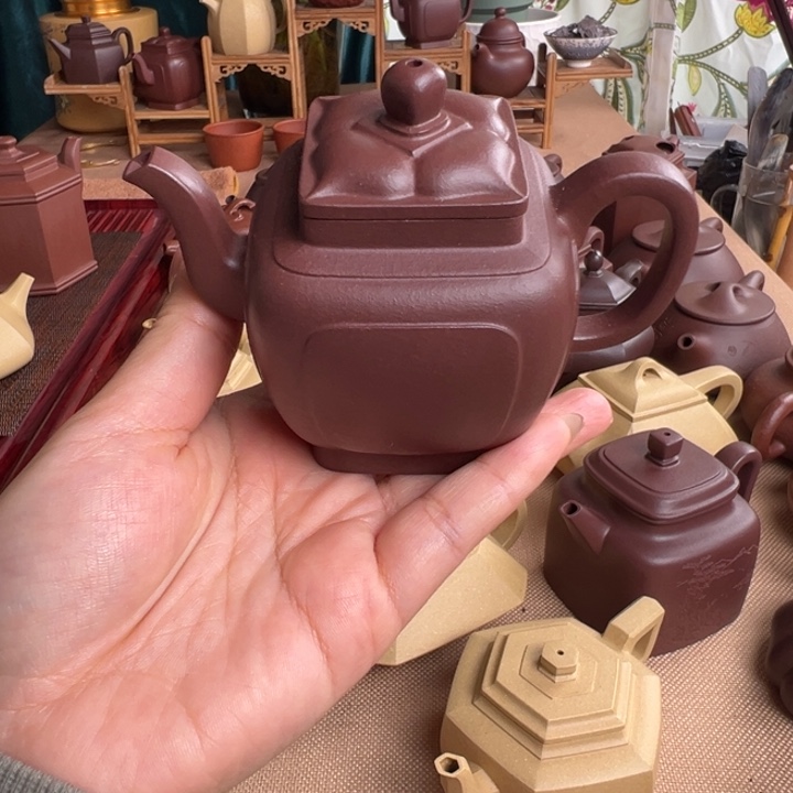 紫砂茶壶紫泥四方夺魁