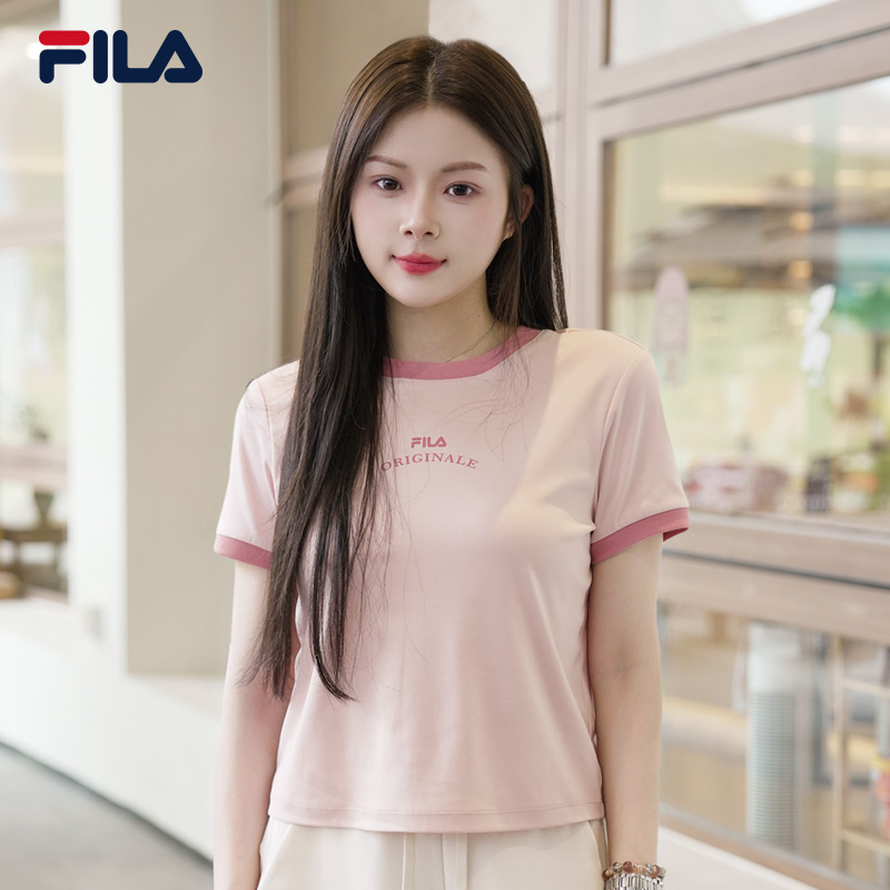 FILA 斐乐官方女子针织短袖衫2025夏新款时尚休闲防晒凉感基础T恤
