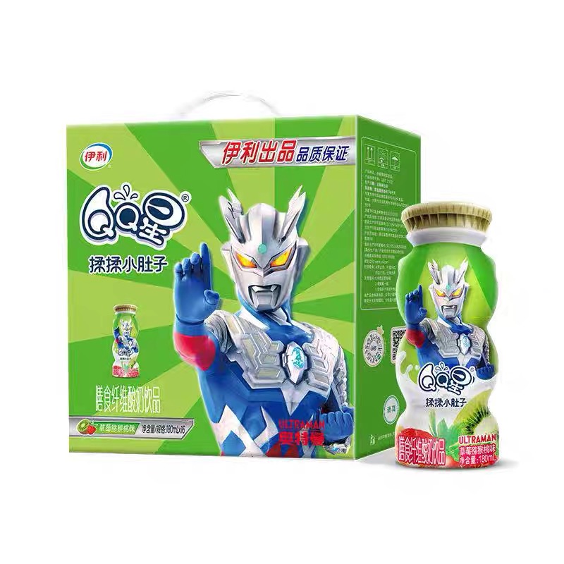 8月产 16*180mlQQ星揉揉小肚子膳食纤维草莓猕猴桃味A 营养好喝