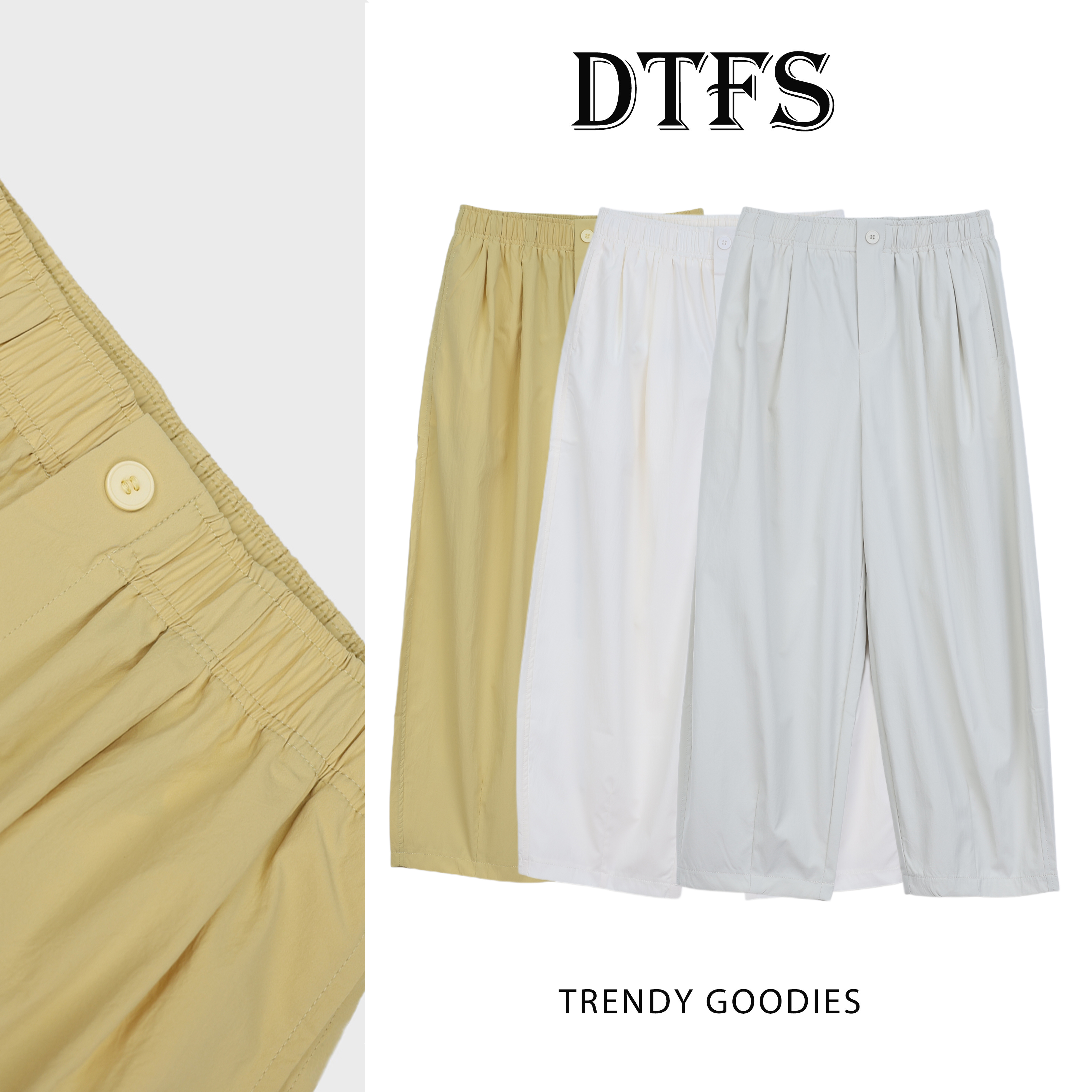 【大婷】2025夏季慵懒风薄款纯色松紧腰小个子休闲宽松阔腿裤25118#