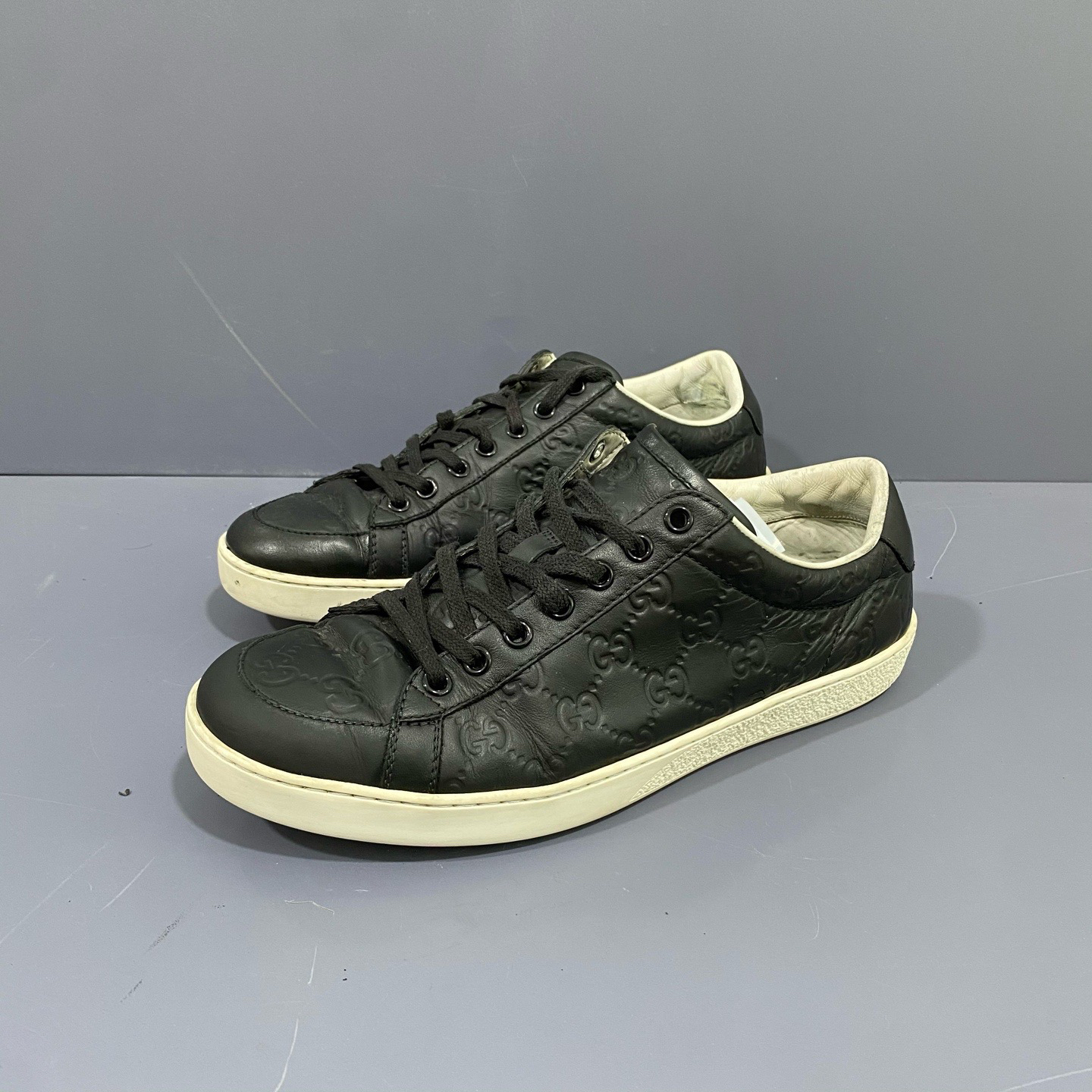 95新 GUCCI/古驰 40码 GUCCI黑白板鞋 内衬一点小刮擦 休闲鞋 