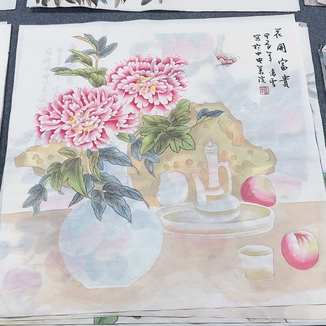 国画尺寸70X70手绘作品 