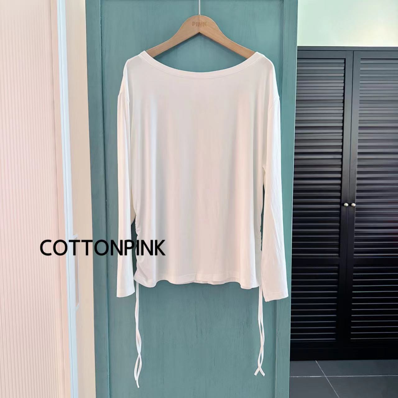 COTTONPINK女装宽松收腰打底衫长袖百搭圆领时尚T恤女