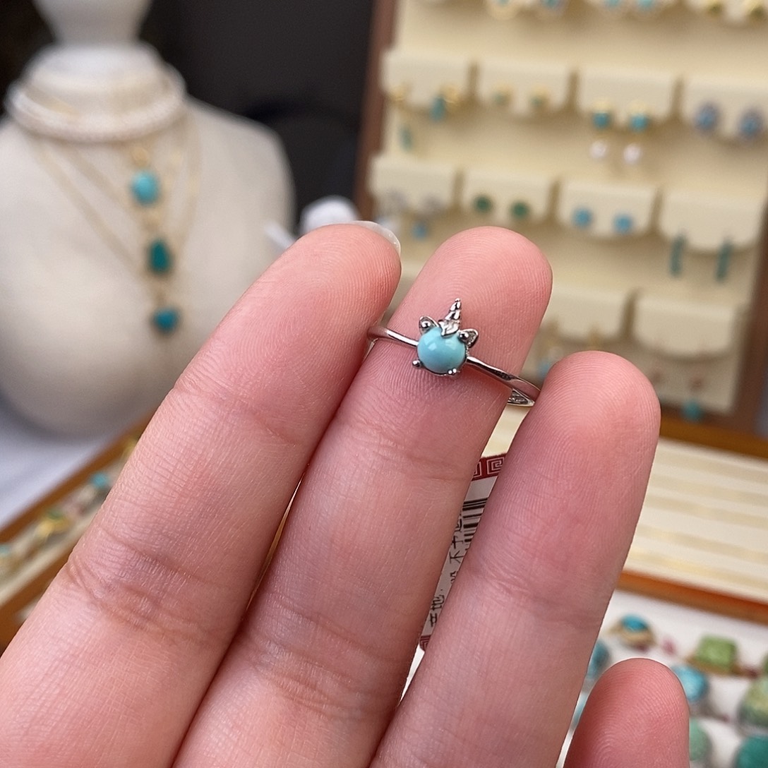 绿松石戒指银S925镶嵌