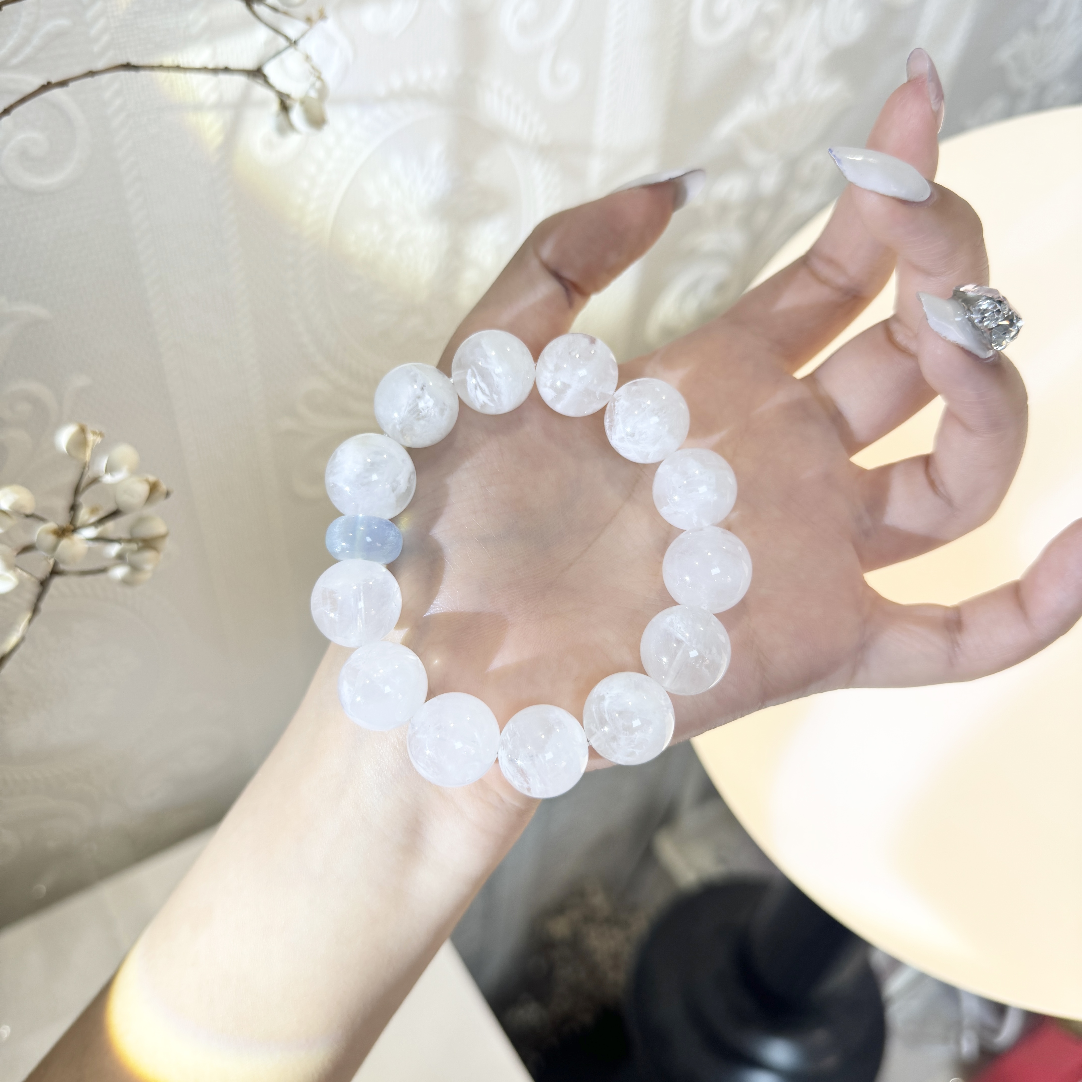 *雪映星霜*雪花幽灵水晶手串E