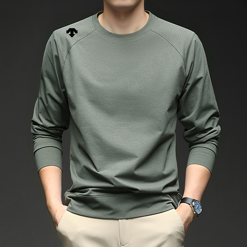 奥莱撤柜迪桑家T恤长袖男士春秋吸湿速干运动潮流圆领打底针织衫 