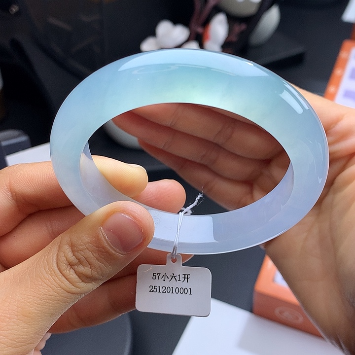 未镶嵌手镯翡翠57冰蓝紫正圈