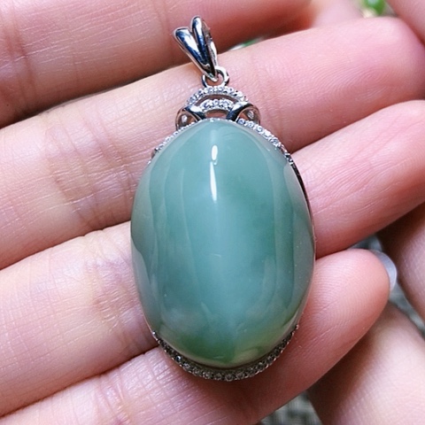 和田玉挂件银S925镶嵌