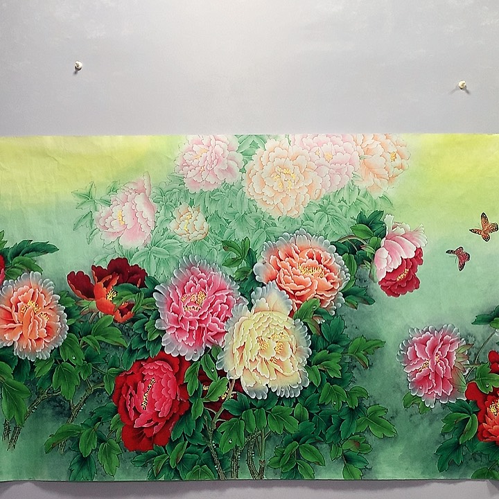 国画六尺工笔牡丹画