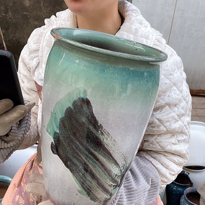 紫砂花盆瑕疵口20高31