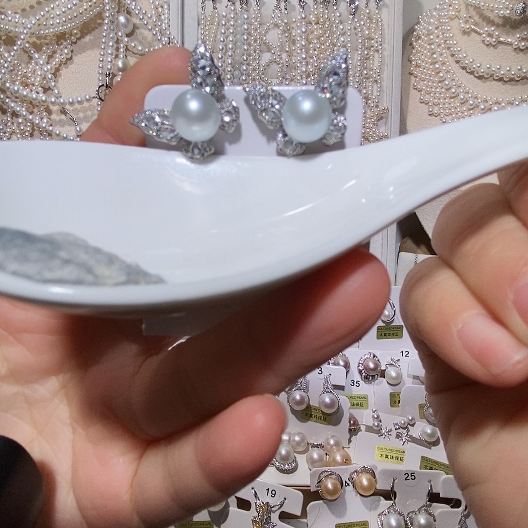 非金属非金属纯银蝴蝶耳钉蓝雪