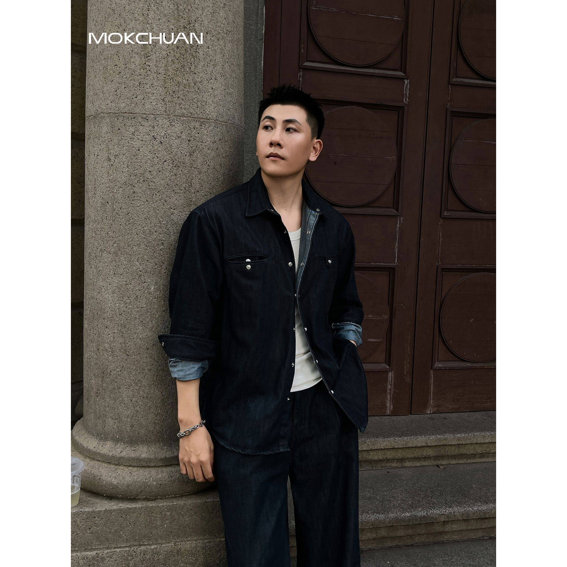 【痞帅夹克】MOKCHUAN早秋老钱天丝莱塞尔混纺宽松翻领工装牛仔外套
