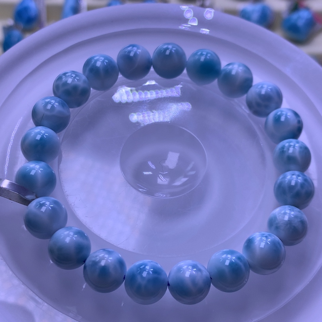 针钠钙石（海纹石）未镶嵌手串9+手串色差略异