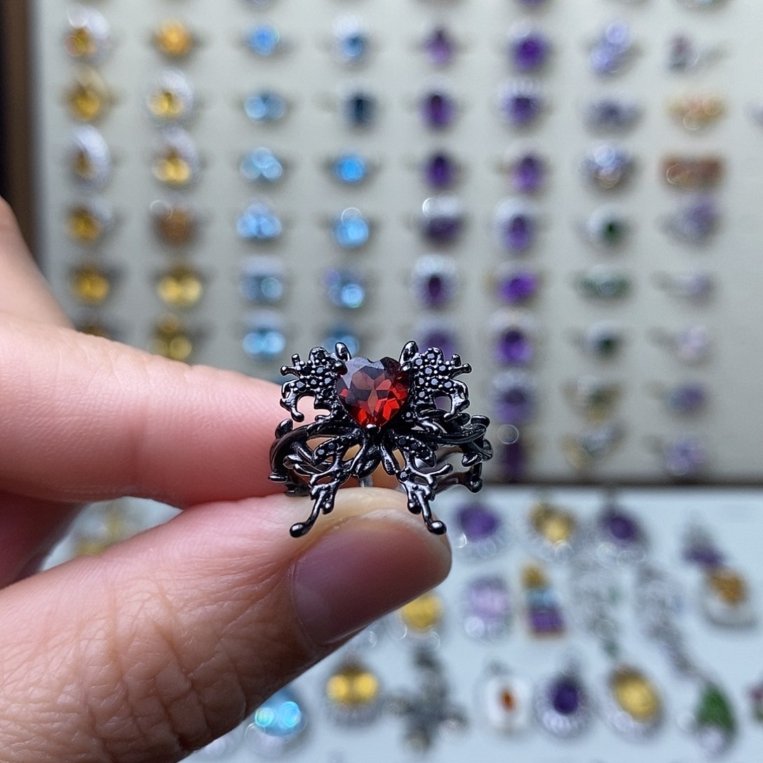 石榴石戒指银S925镶嵌需要证书备注