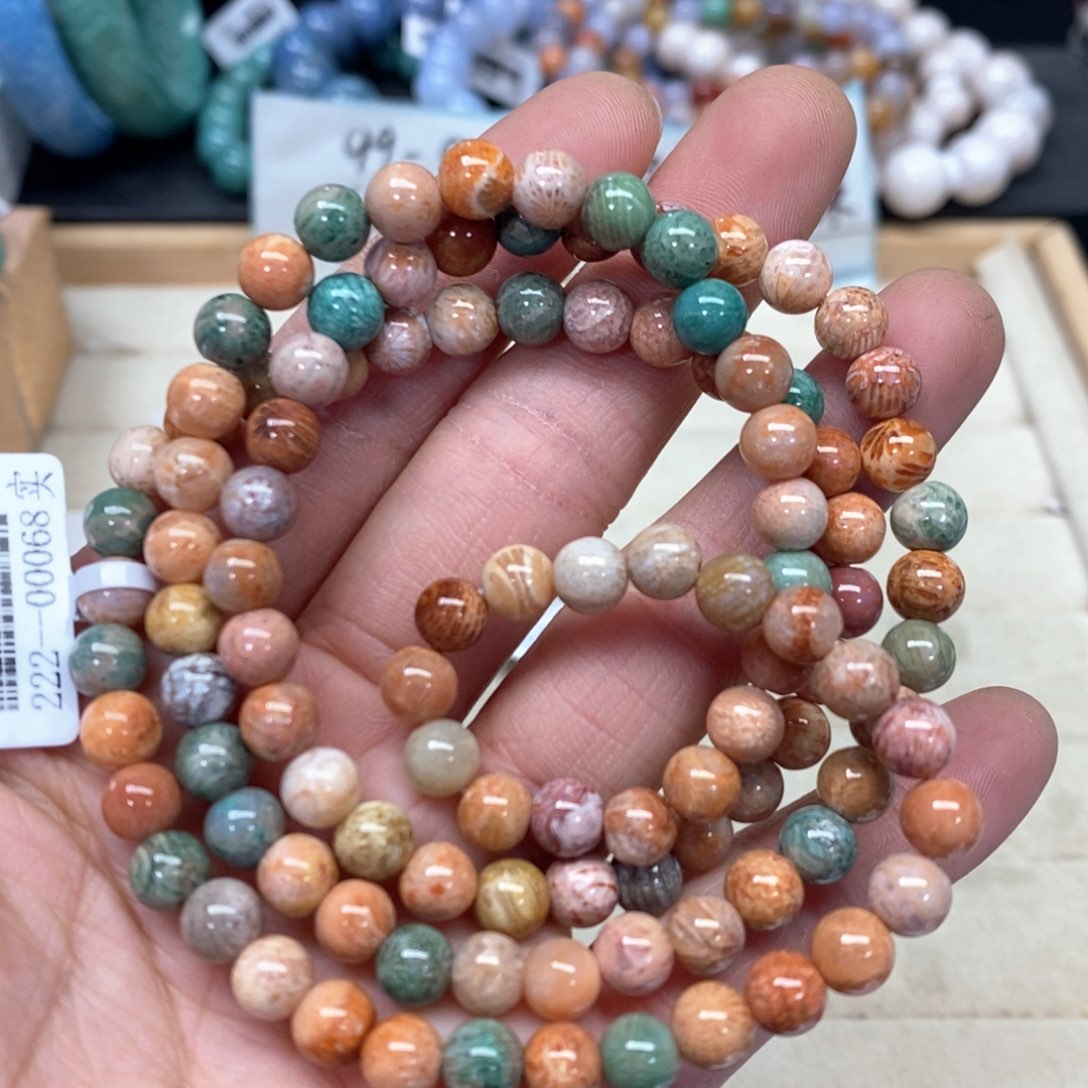 硅化珊瑚（珊瑚玉）手链未镶嵌343