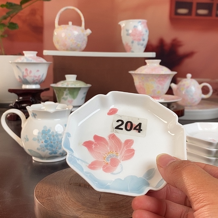 杯垫手绘釉下彩高温