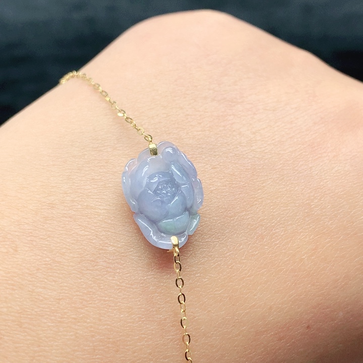 翡翠18K金镶嵌挂件天然翡翠七天鉴赏