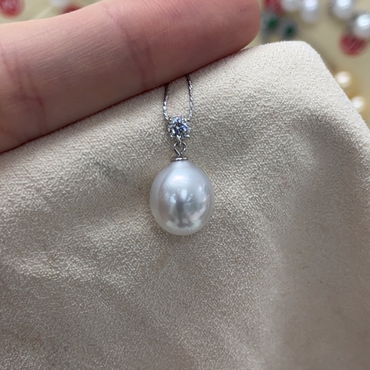 银S925镶嵌海水珍珠颈饰澳白 10-11mm 20号