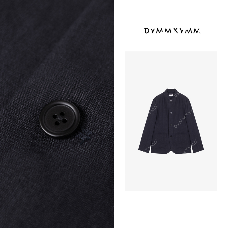 【DYMMXYMM】-极简风高级感藏青色新中式立领汉麻外套-5SSW7634