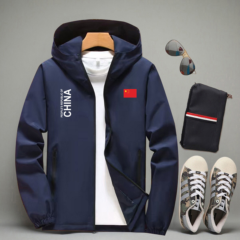 中国队China夹克外套男女秋冬加绒加厚保暖连帽开衫运动夹克外套