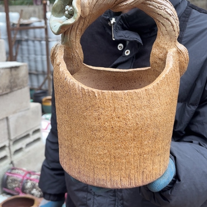紫砂茶碗手工提篮有空