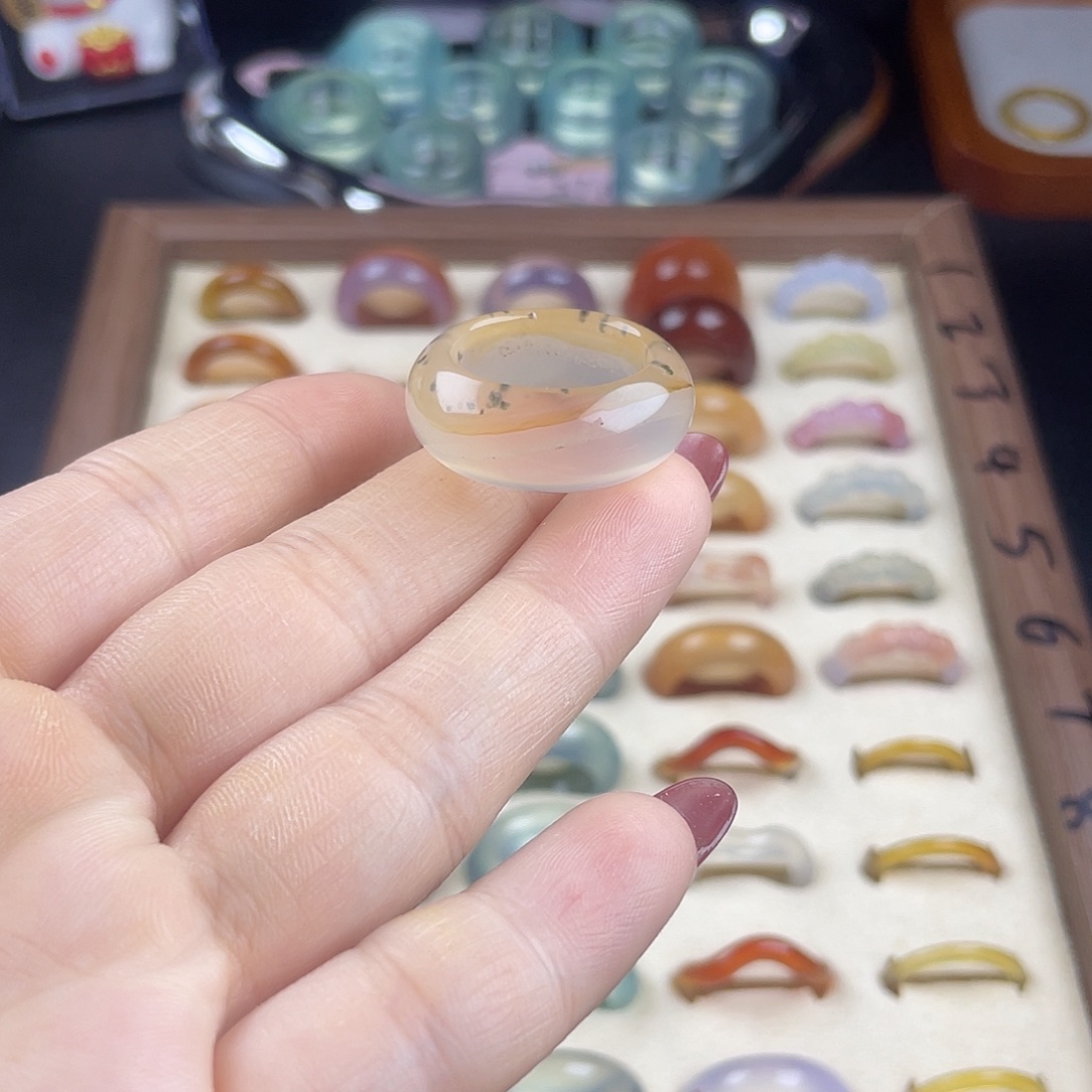 玛瑙/玉髓合金戒指港19直径18.5不退换A01