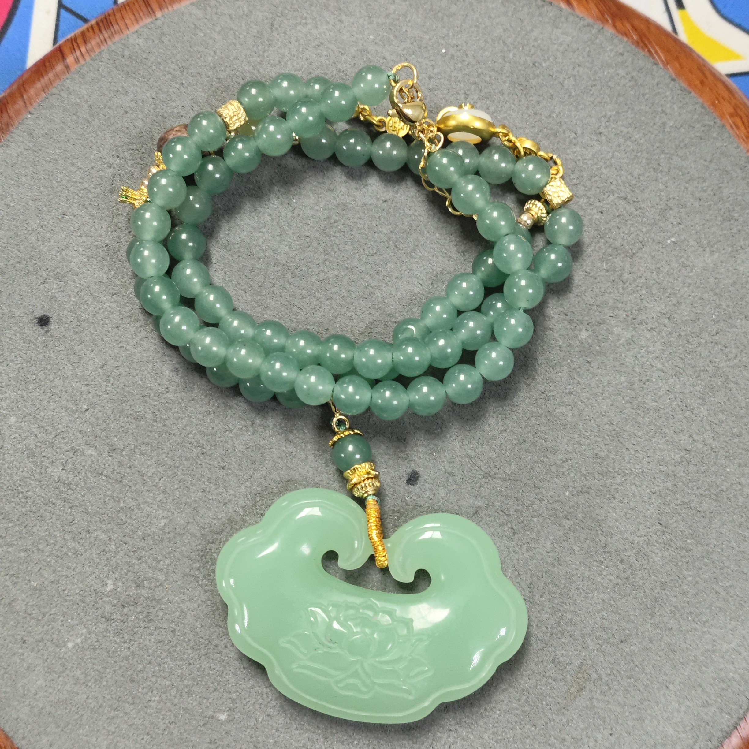 3201号蓝水平安如意锁项链