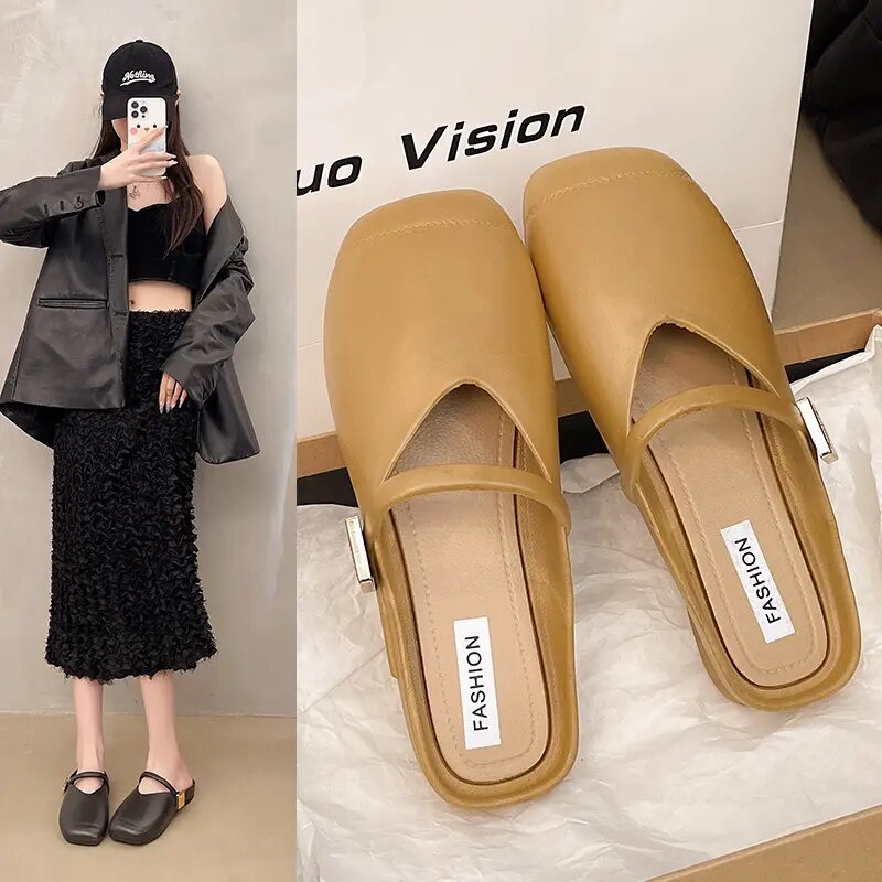 2025新款欧若风时尚488半拖花朵夏季外穿小香风拖鞋女款外穿