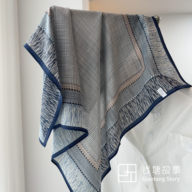 Qiantang Story/钱塘故事真丝双绉-70cm塞纳格调桑蚕丝丝巾 68cm