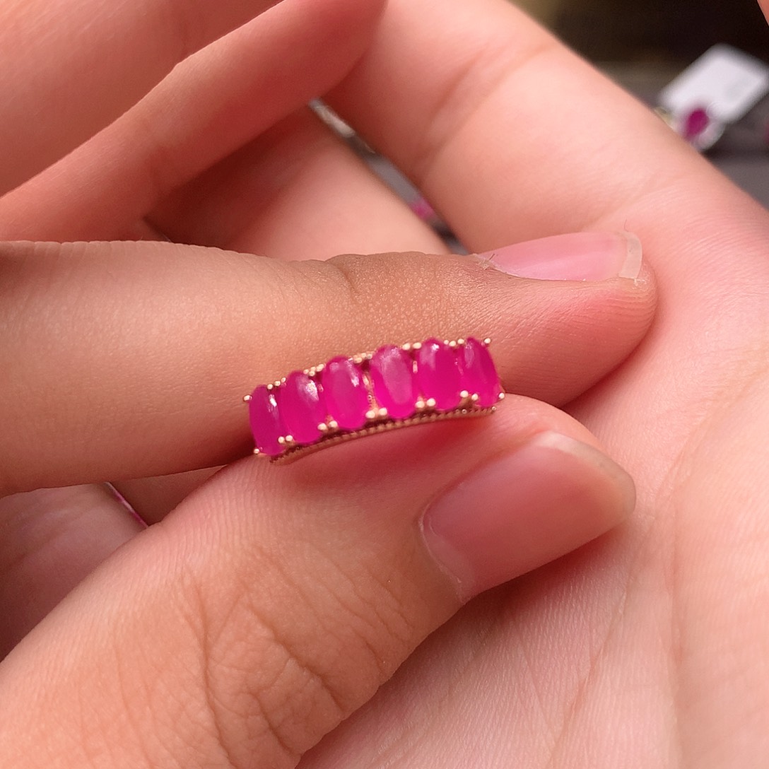 红宝石戒指银S925镶嵌