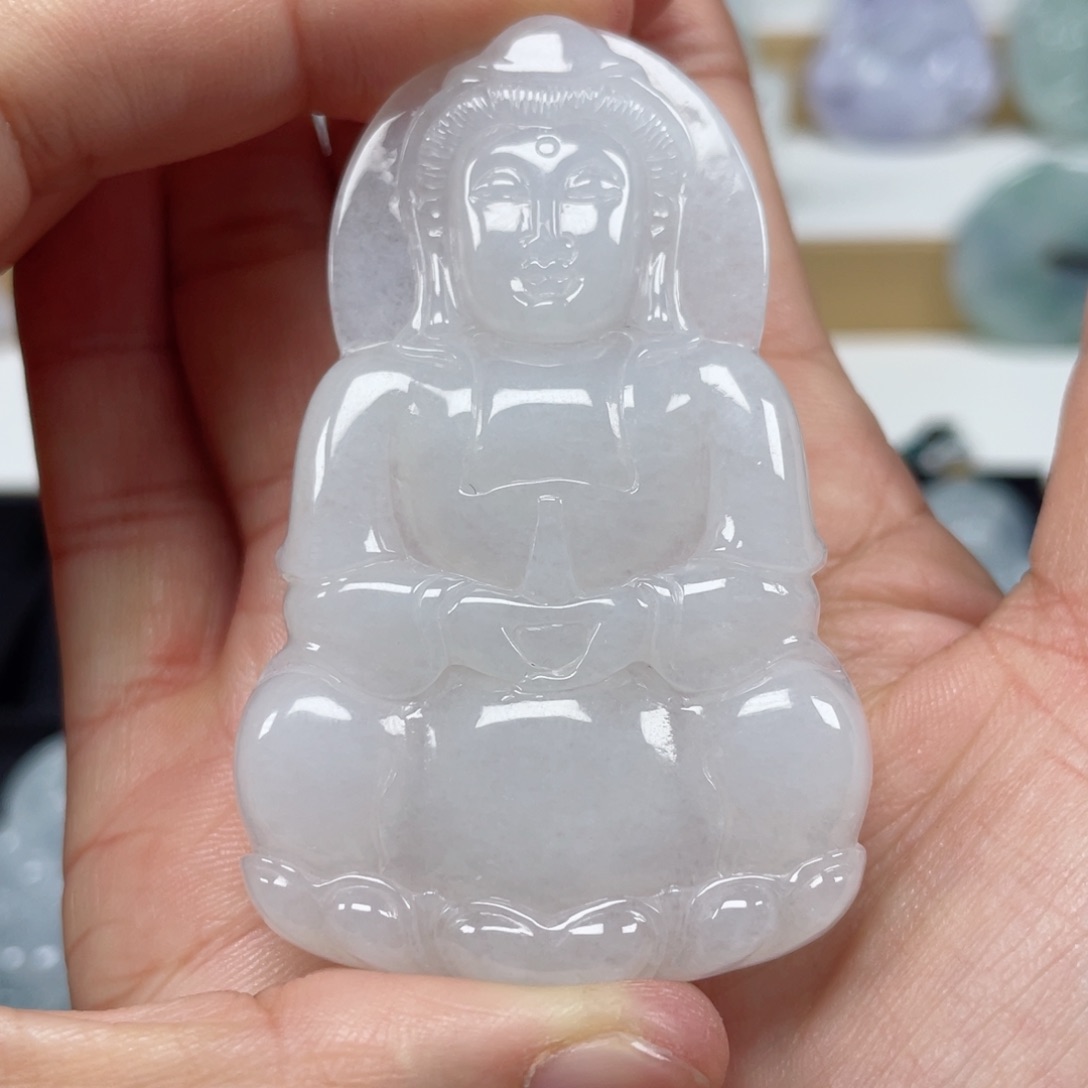 翡翠颈饰未镶嵌天然翡翠A货观音41号