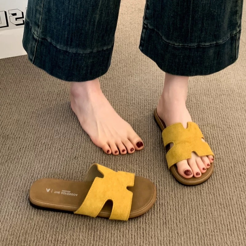 法式绝美沙滩孕妇防滑平底一字拖328