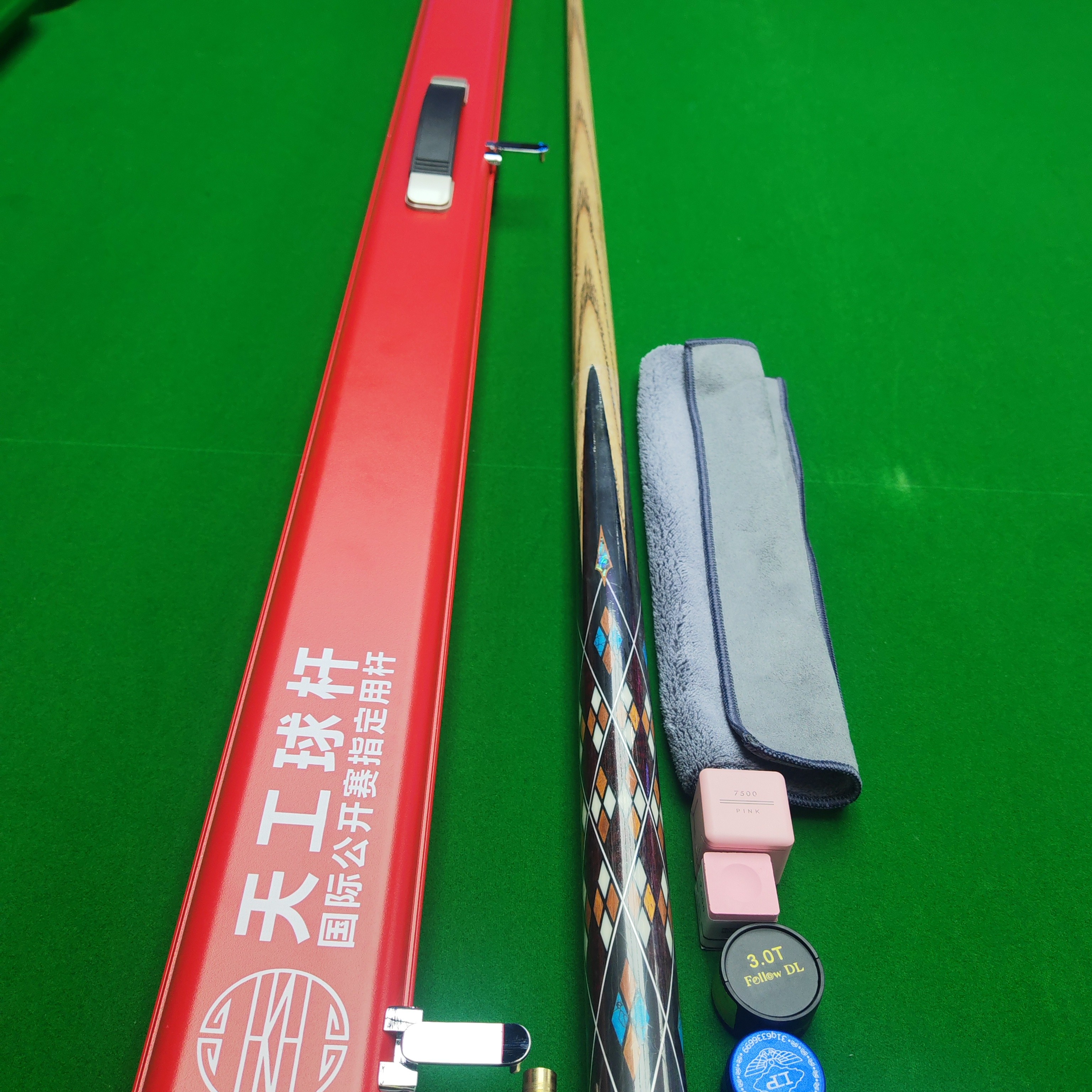 天工墨子五，新杆，送HR蓝巧TP7500粉巧余德陆3.0T、梦皮头擦杆布