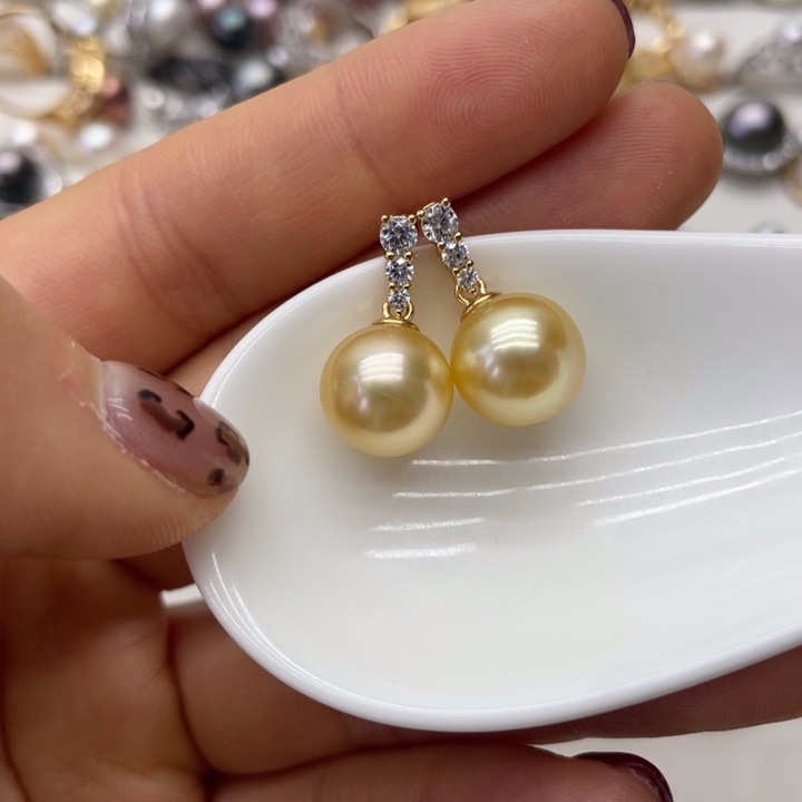海水珍珠耳饰银S925镶嵌