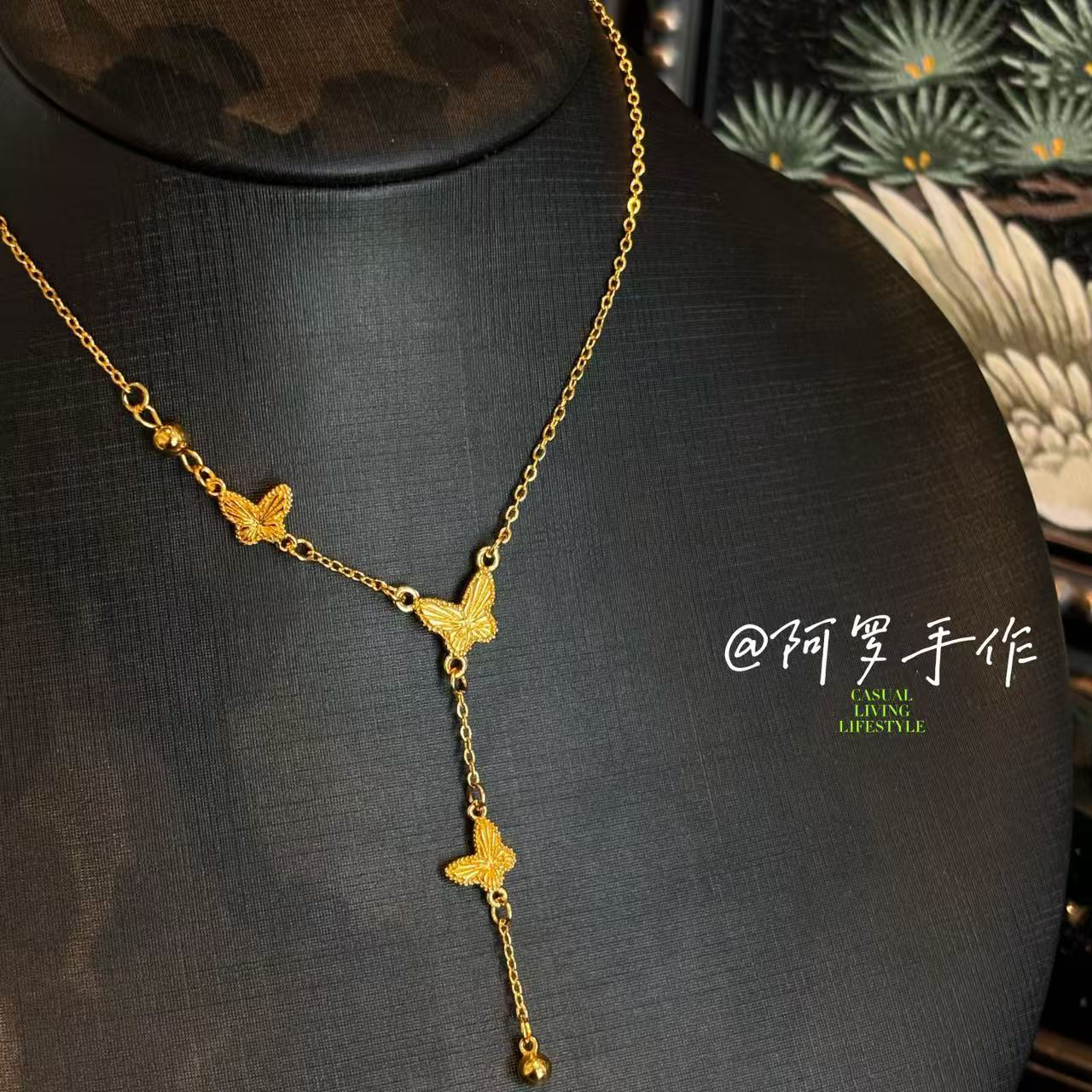 铜合金项链 年末福利价！！jin店同款平替三连蝴蝶项链