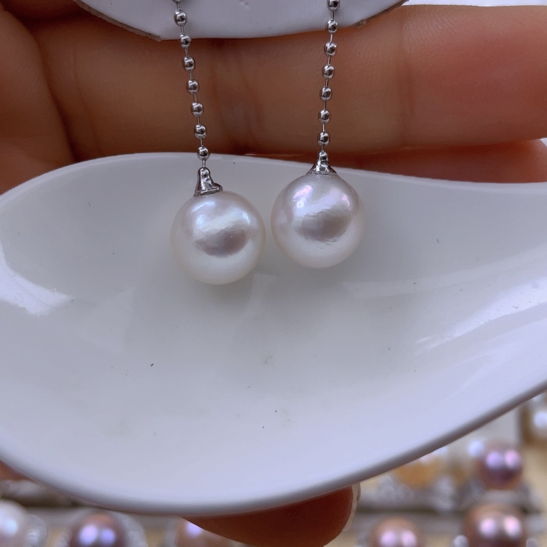 淡水珍珠耳饰银S925镶嵌