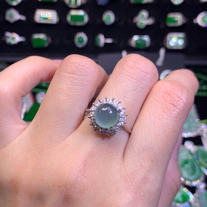 【闪购商品】翡翠戒指银S925镶嵌天然翡翠